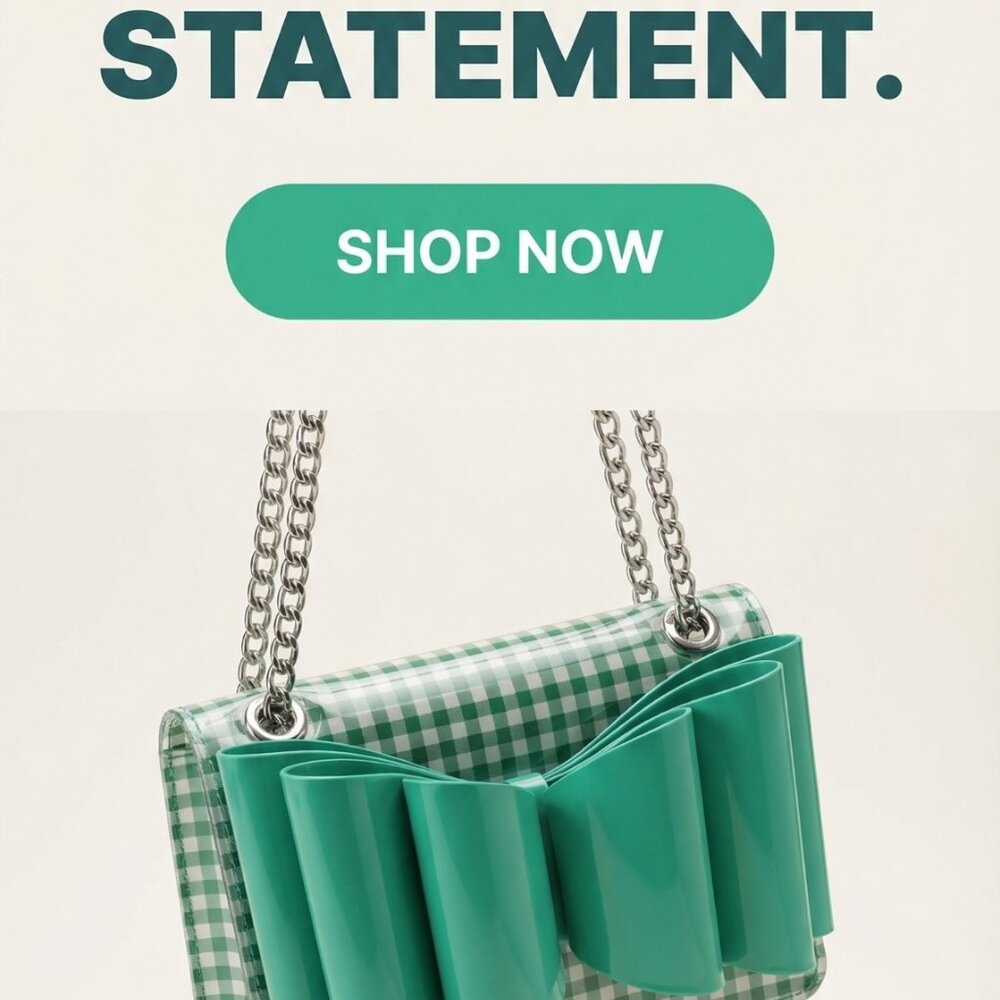 Betsey Johnson Green Bow Jelly Crossbody Bag Chain Strap Statement Purse